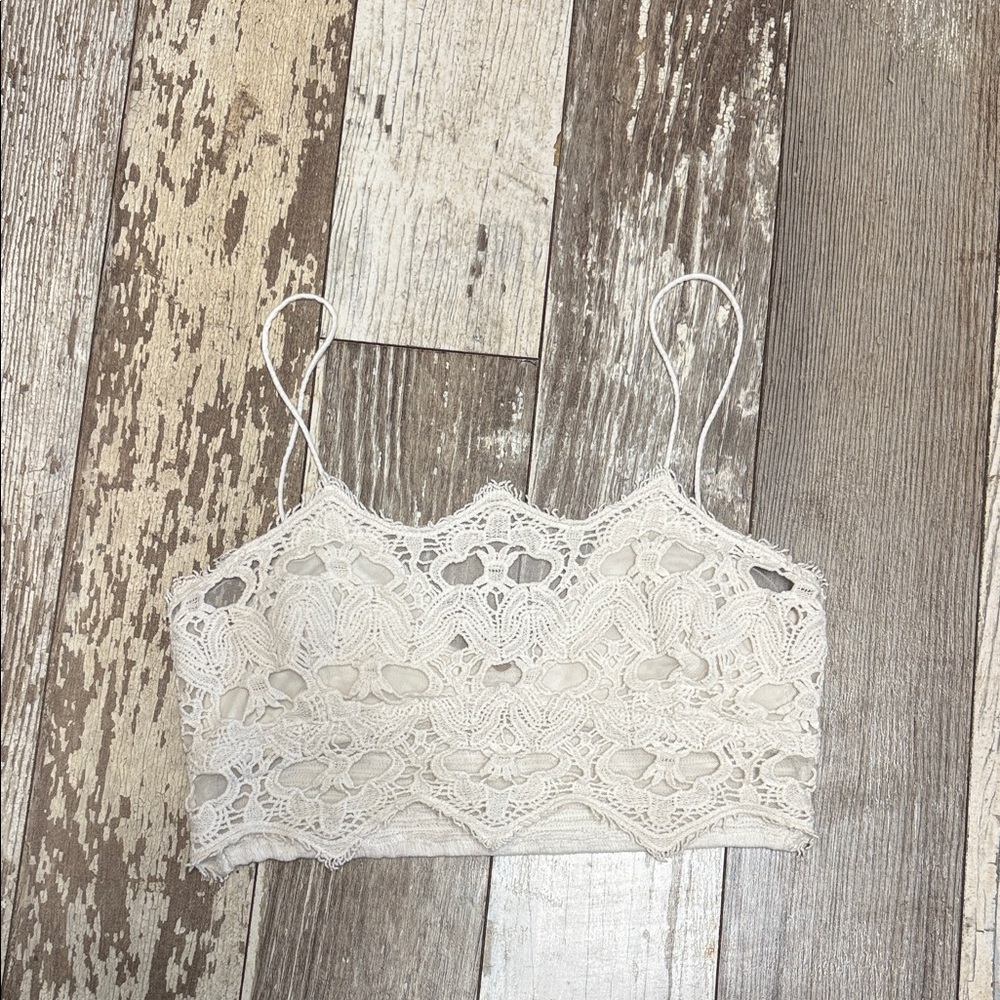 Free People FP One Textured Knit Bralette in Cream